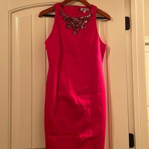 Pink Sleeveless Rhinestone Dress